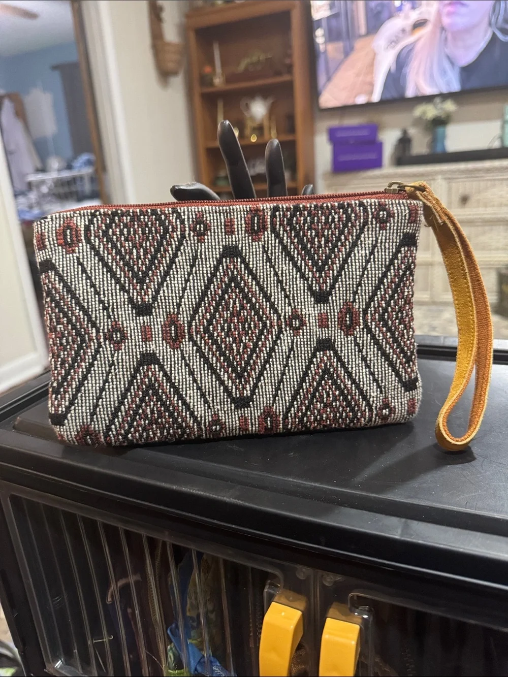 A Ruggine Hand-beaded Wristlet Clutch